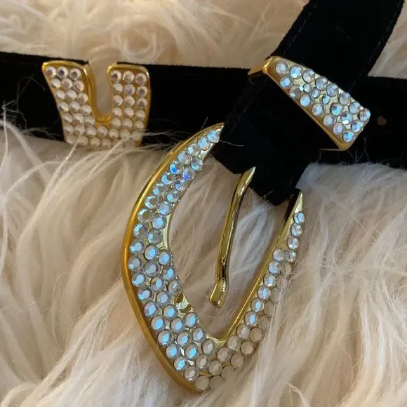 💞CACHE St.Maarten💞velvet/crystal belt